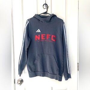 Adidas NEFC Dark Gray Hoodie with Red Accents Youth XL